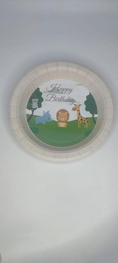 Plato de kit de fiesta personalizado con la temática infantil de animales de la selva